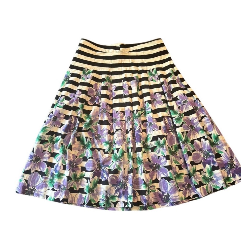 Talbots Floral Striped Women's pleated accordion style Skirt - Picture 2 of 8